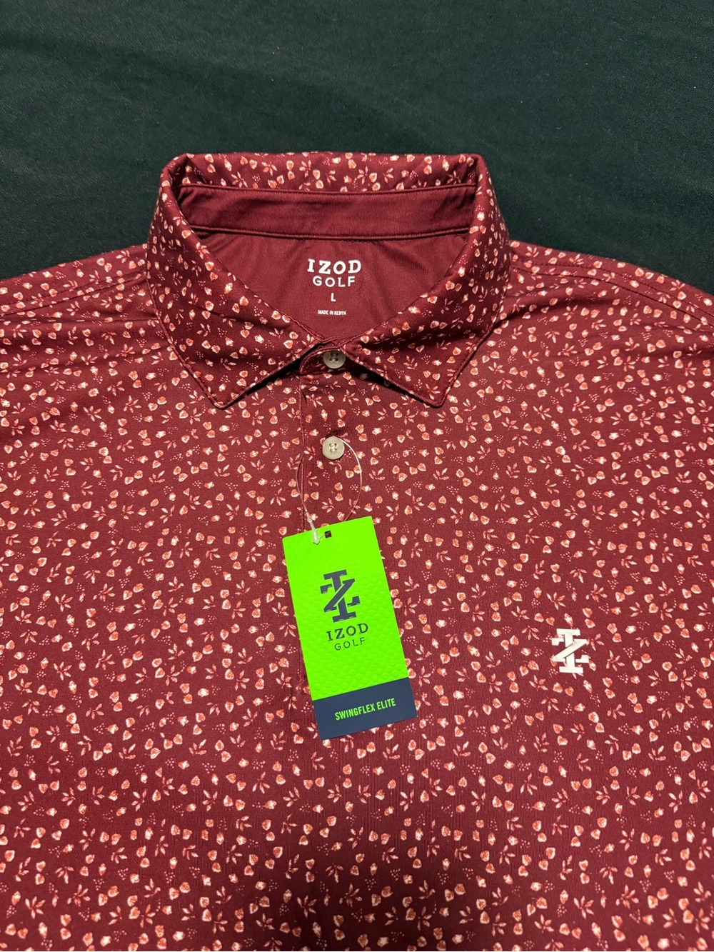 Izod Golf Men’s Large Short Sleeve Polo Breathable Shirt NWT Red Floral